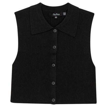 Button Down Knit Vest Black