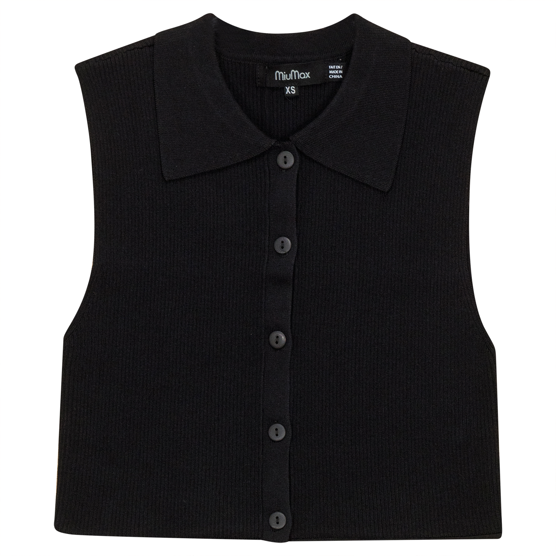 Button Down Knit Vest Black