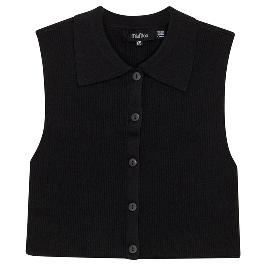 Button Down Knit Vest Black