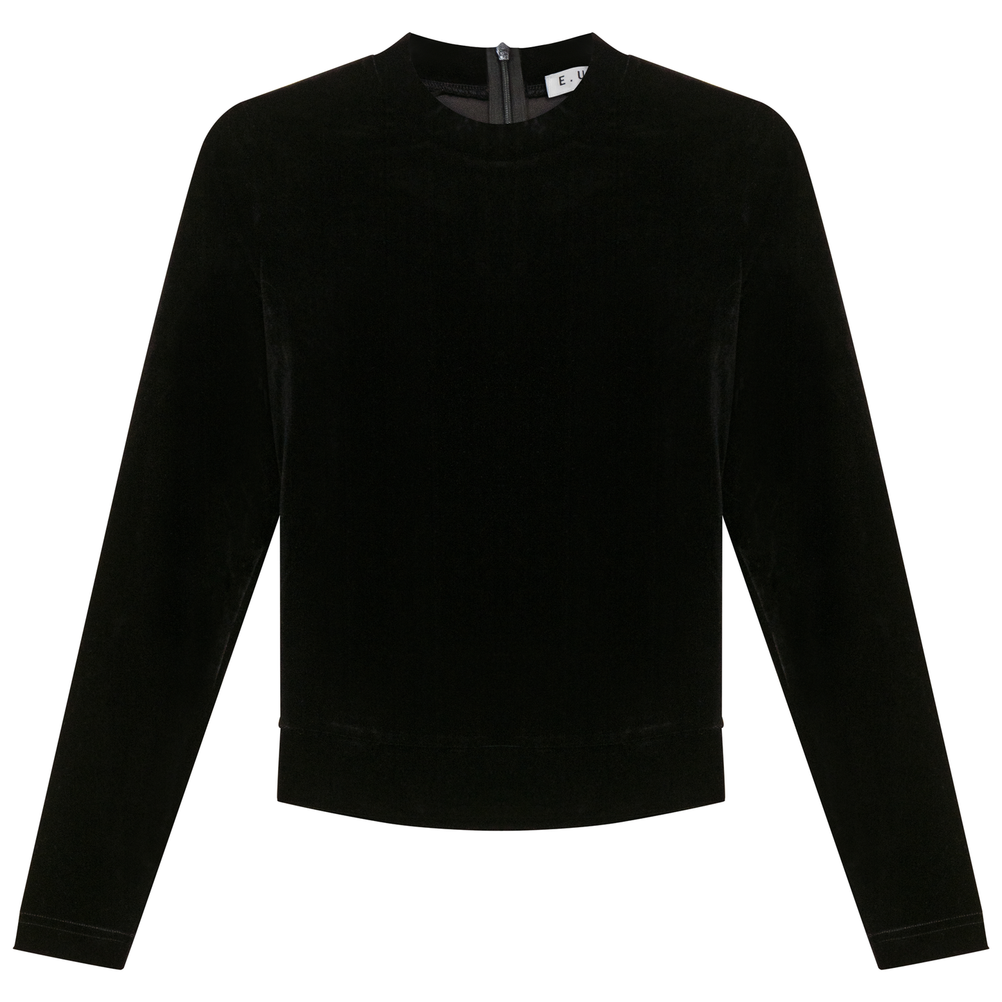 Velour Tie Mock Neck Black