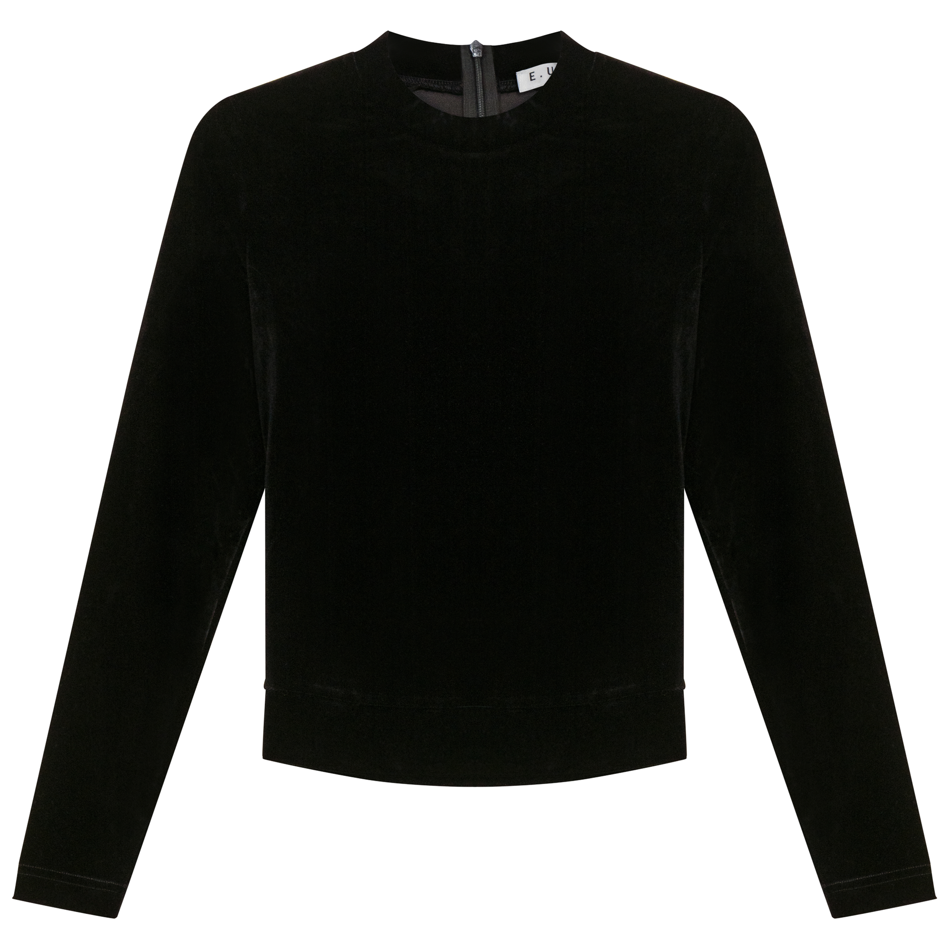 Velour Tie Mock Neck Black