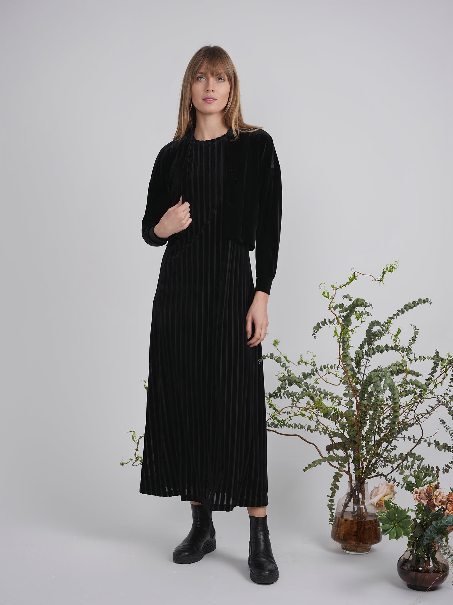 Maxi Striped Mesh Velour Combo Jumper