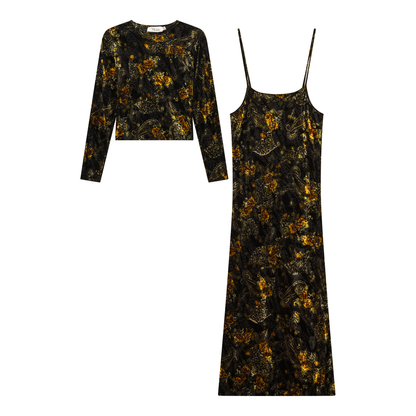 Flocked Velour Maxi Jumper Olive