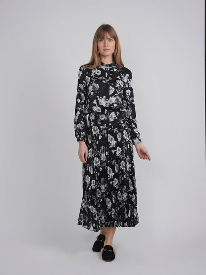 Printed satin Ruched Blouse