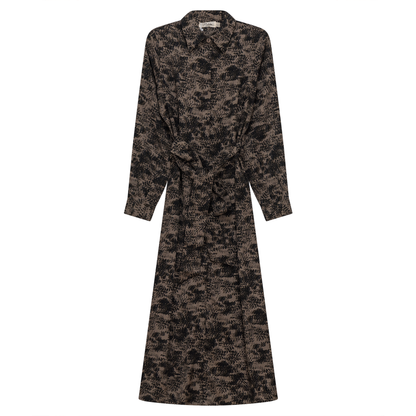 Midi Floral Shirt Dress Black Coffee