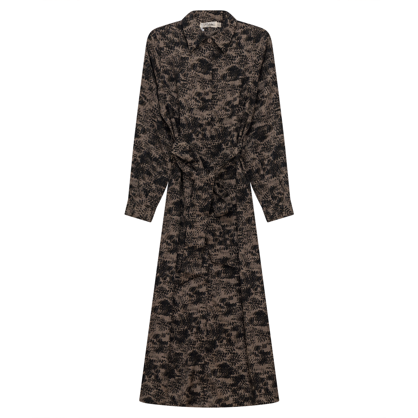 Midi Floral Shirt Dress Black Coffee