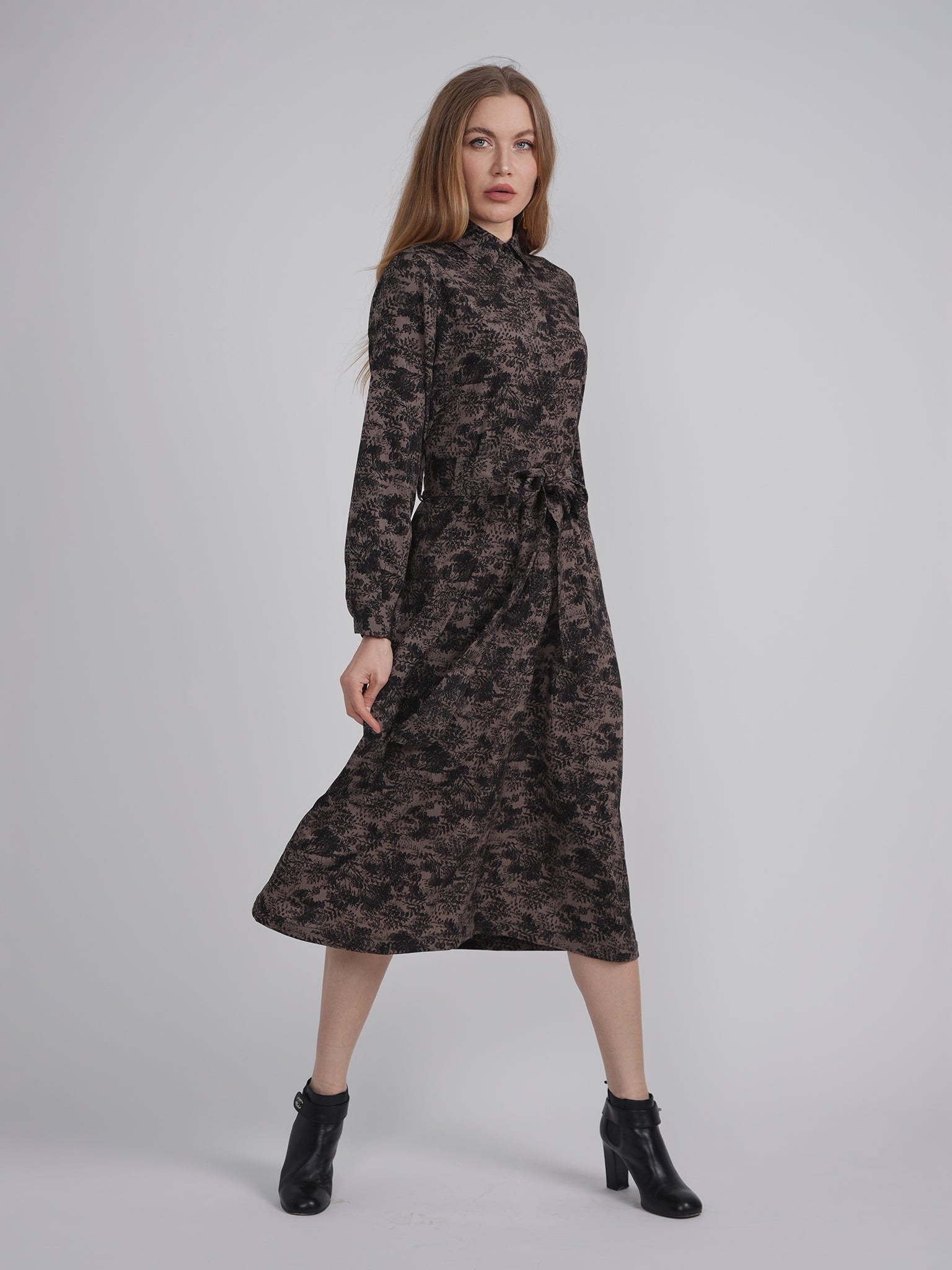 Midi Floral Shirt Dress