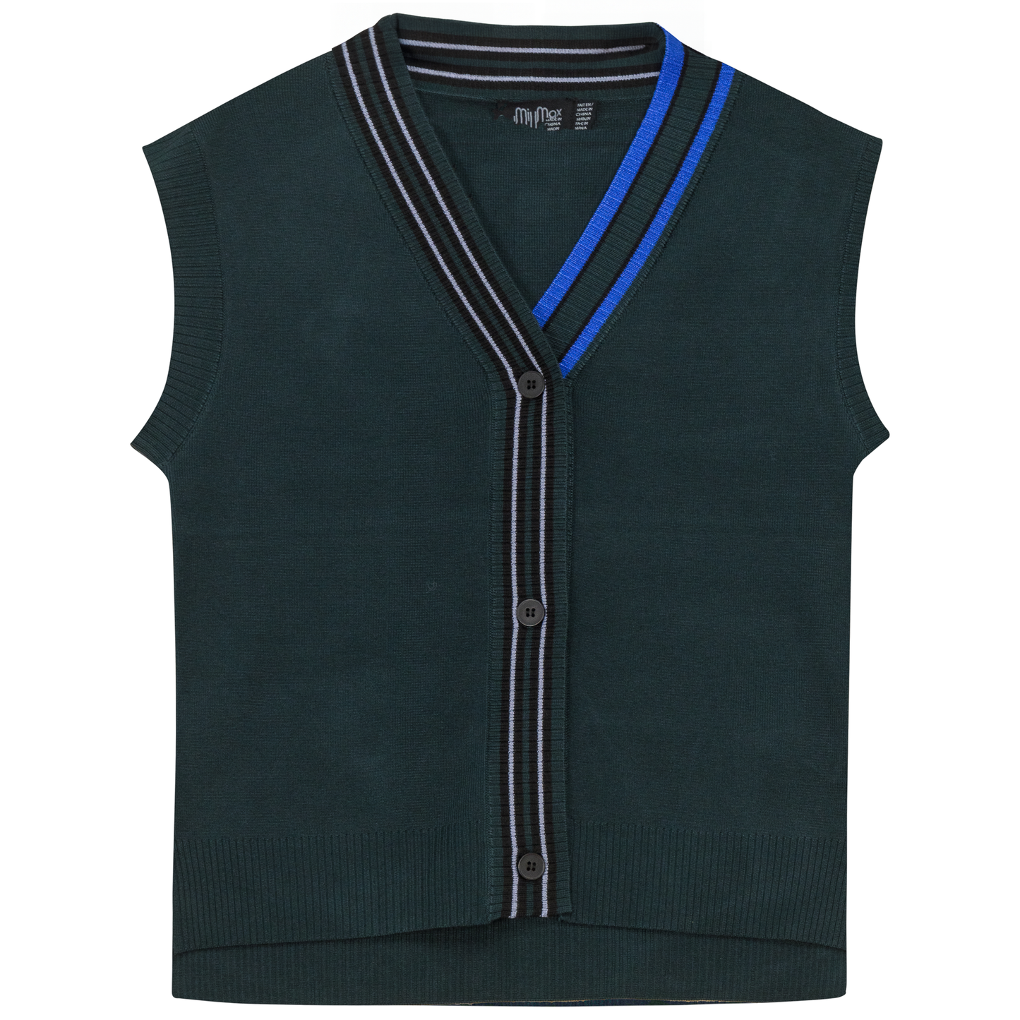 Knit Vest Cardigan Deep Teal