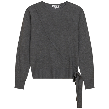Fake Wrap Sweater Dark Grey Mix