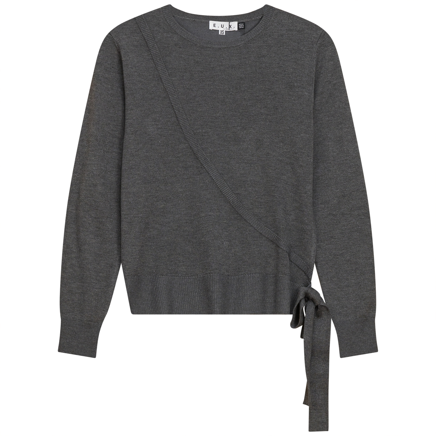 Fake Wrap Sweater Dark Grey Mix