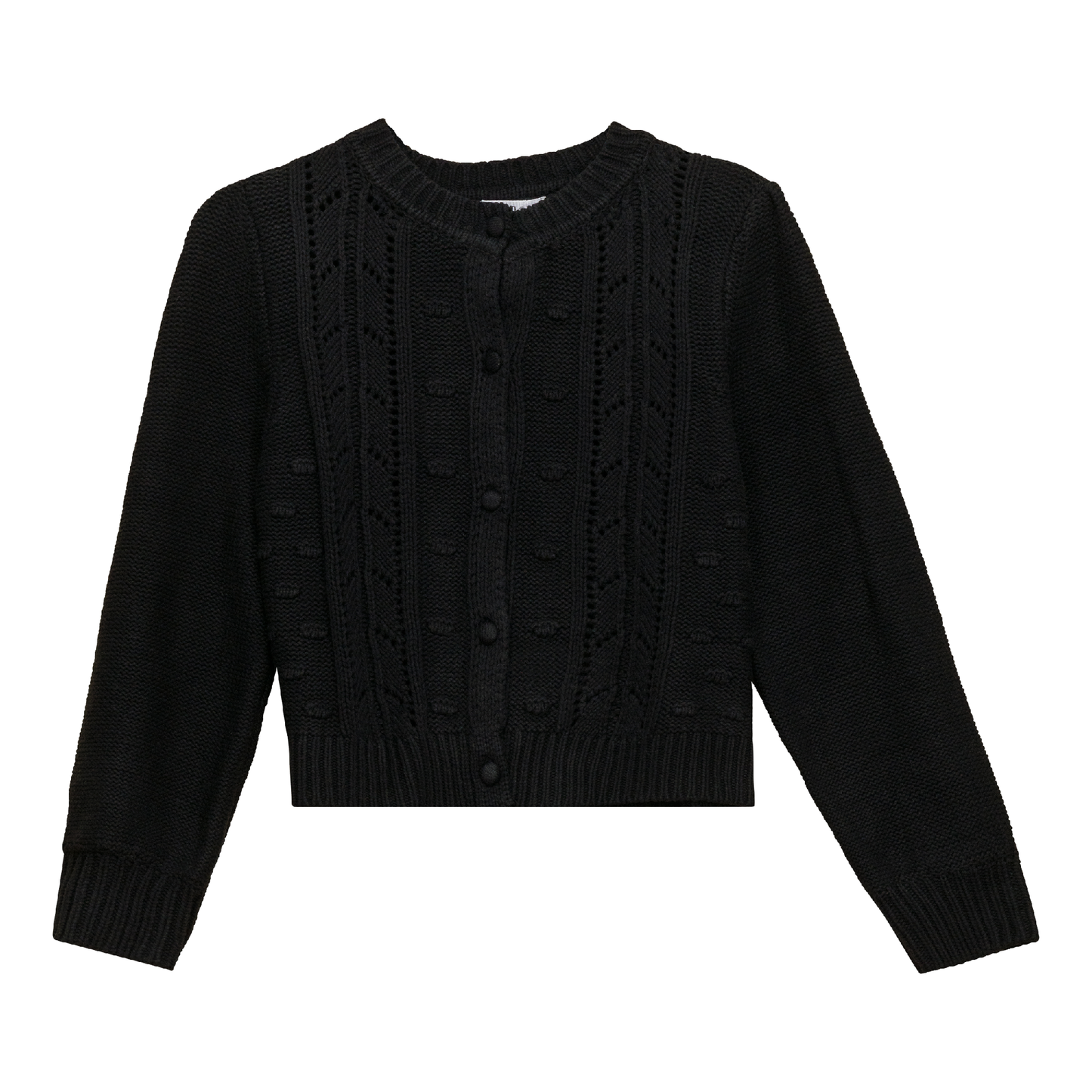Crochet Knit Cardigan Black