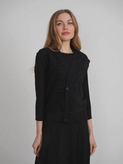 Double Breasted Mohair Sleeveless Cardigan