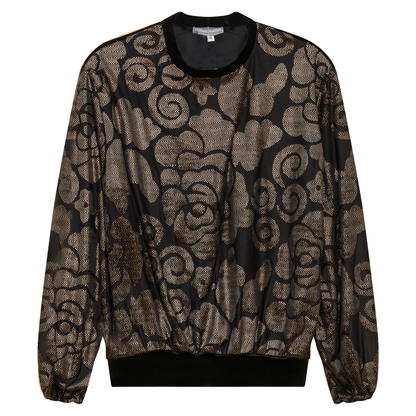 Flocked Velour Rib Bubble Top Black Black