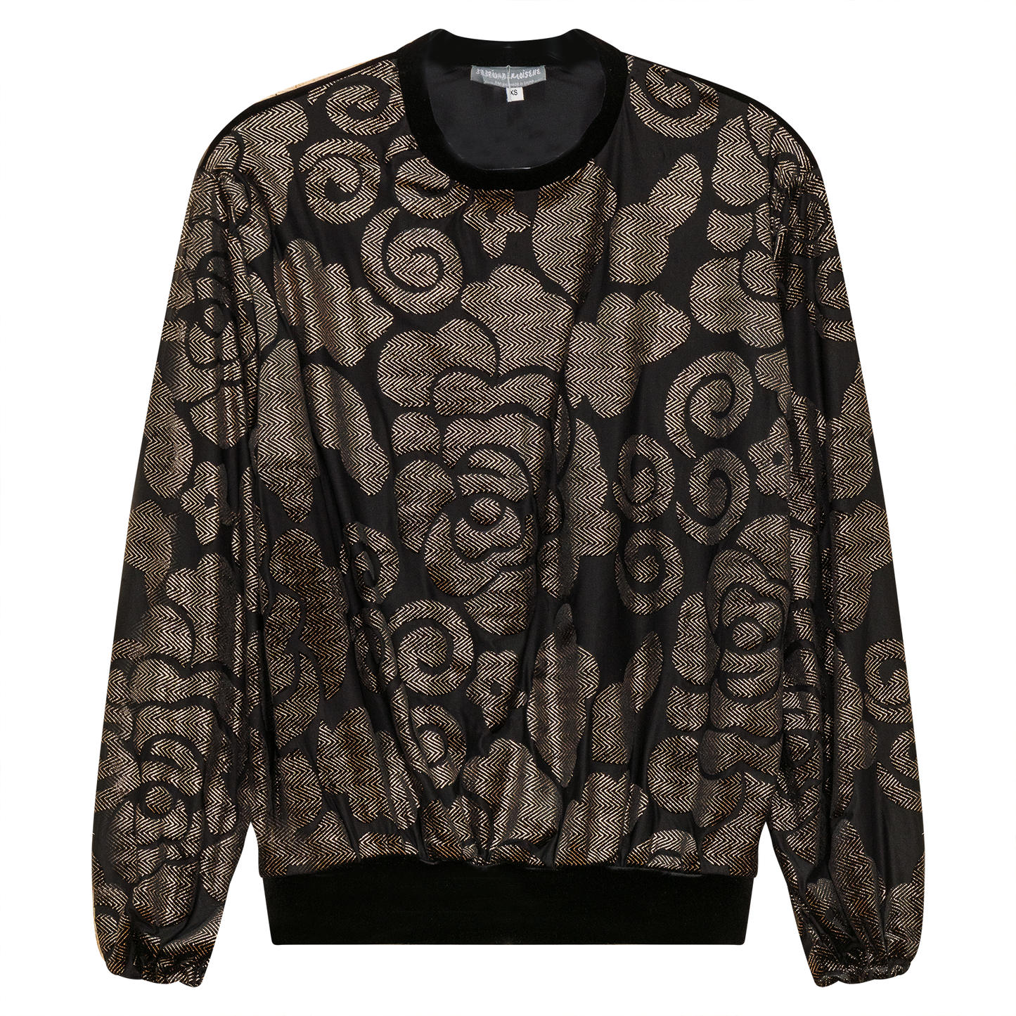 Flocked Velour Rib Bubble Top Black Black