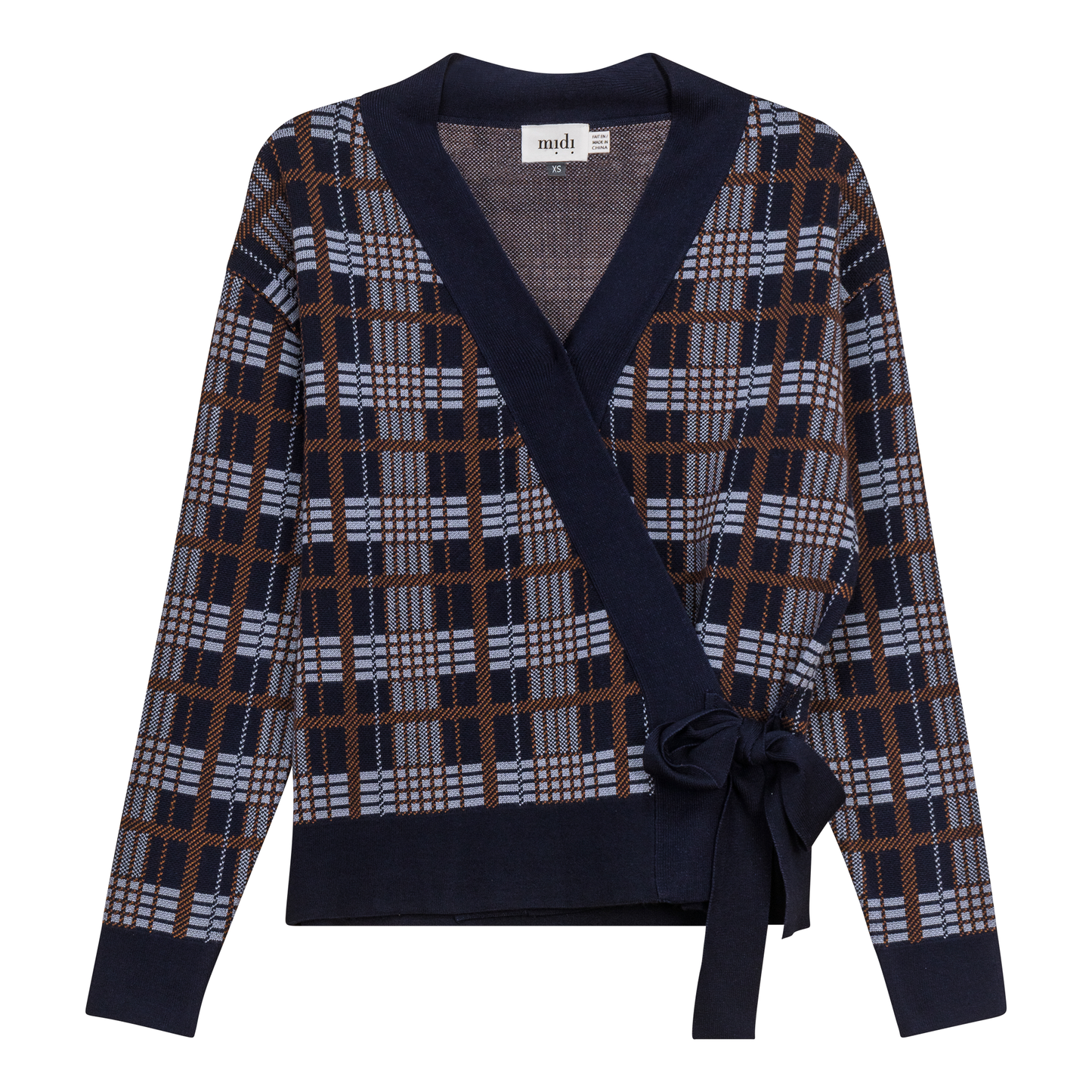 Knit Wrap Cardigan Denim Coffee