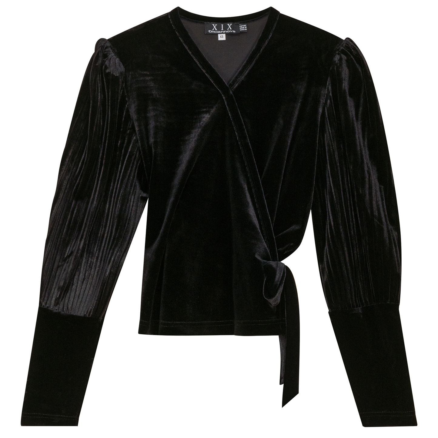 Velour Wrap Top Black