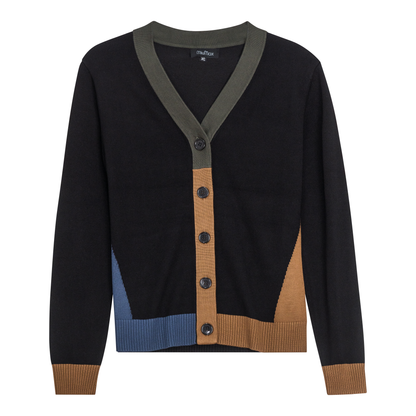 Color Blocked Cardigan Black