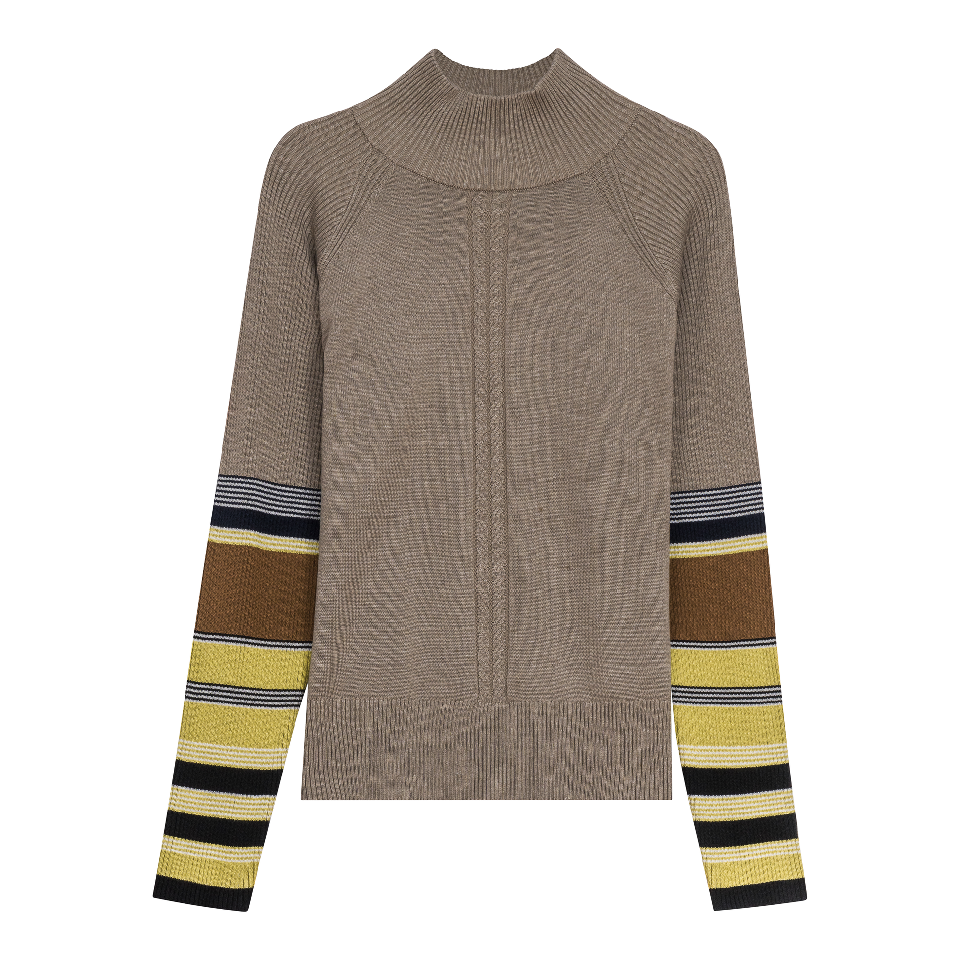 Turtle Neck Combo Sweater Stone