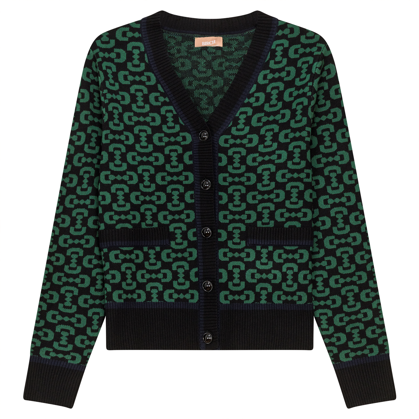 Printed Knit Cardigan Black Hunter