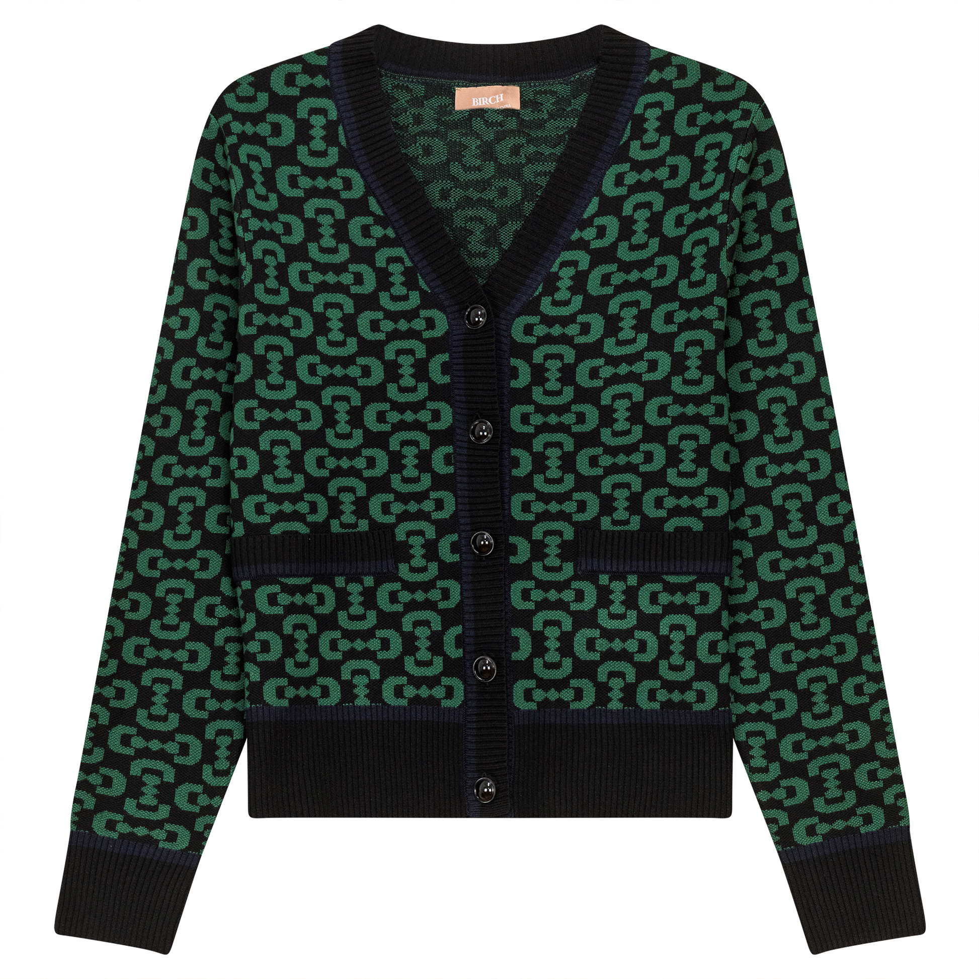 Printed Knit Cardigan Black Hunter