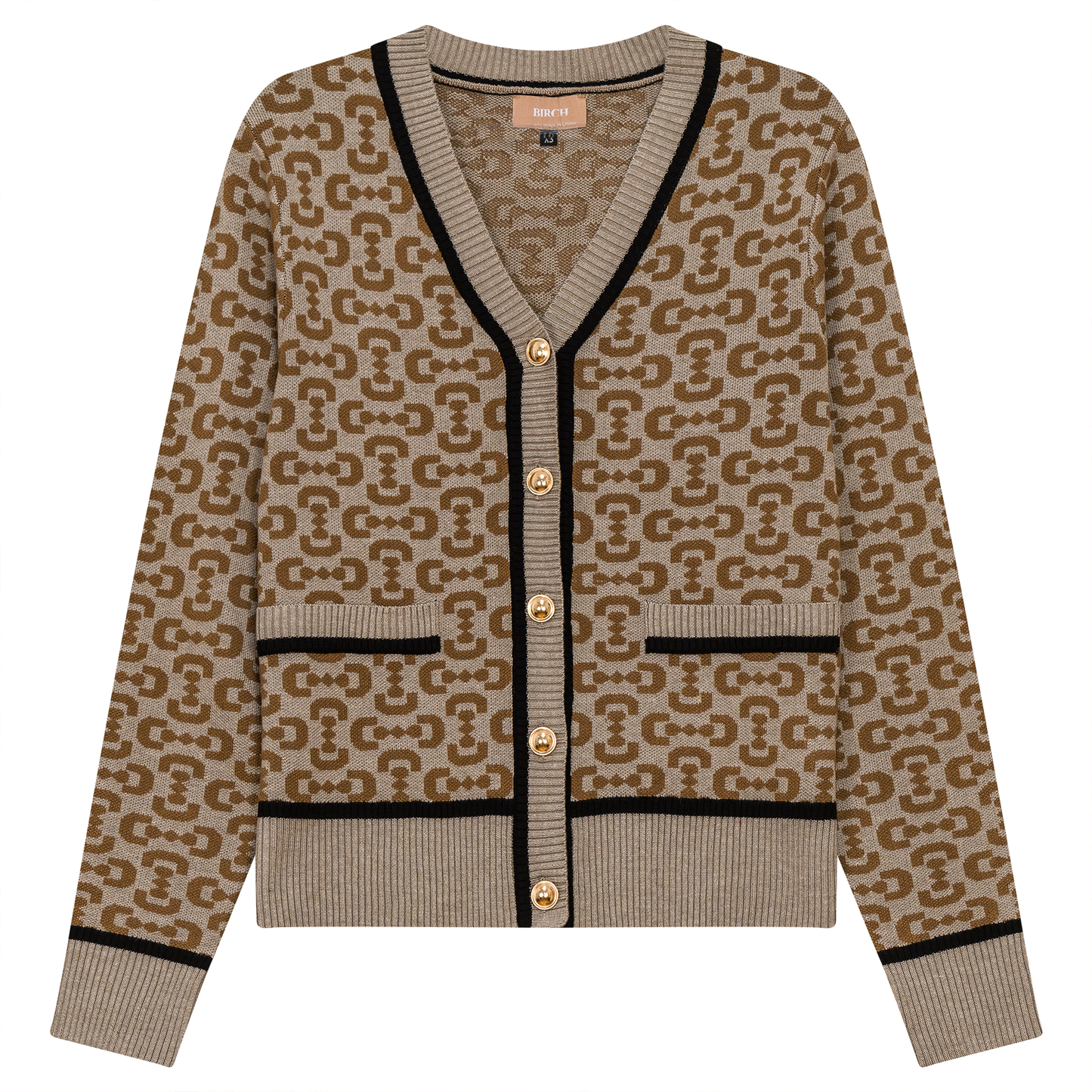 Printed Knit Cardigan Stone Taupe