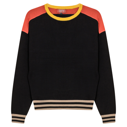 Color Blocked Dolman Sweater Black Rust
