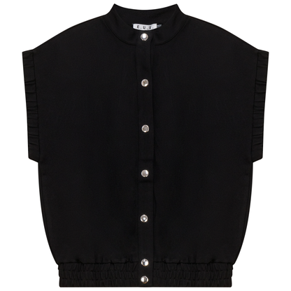 Ponte Knit Snap Down Vest Black