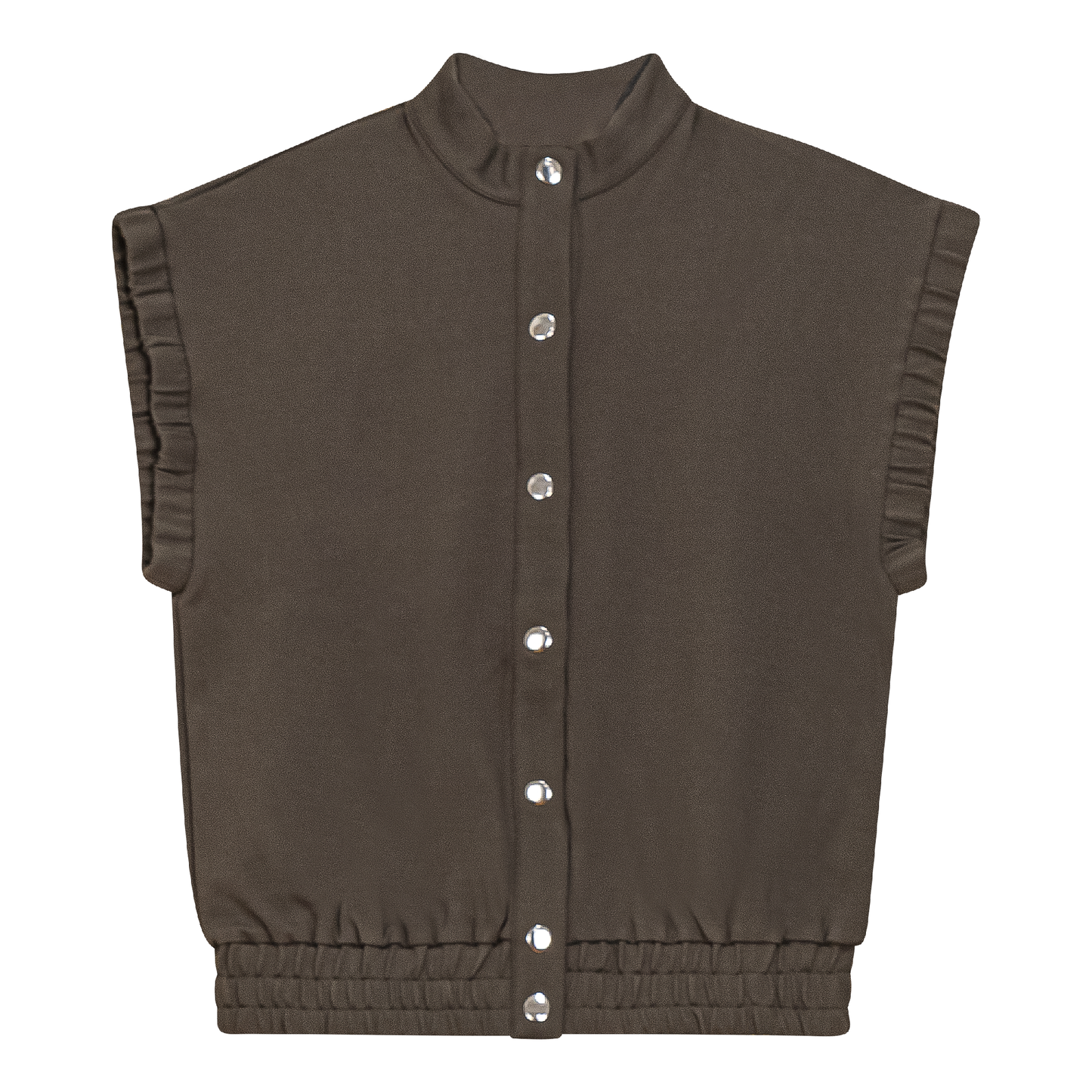 Ponte Knit Snap Down Vest Dark Olive