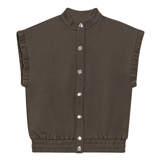 Ponte Knit Snap Down Vest Dark Olive