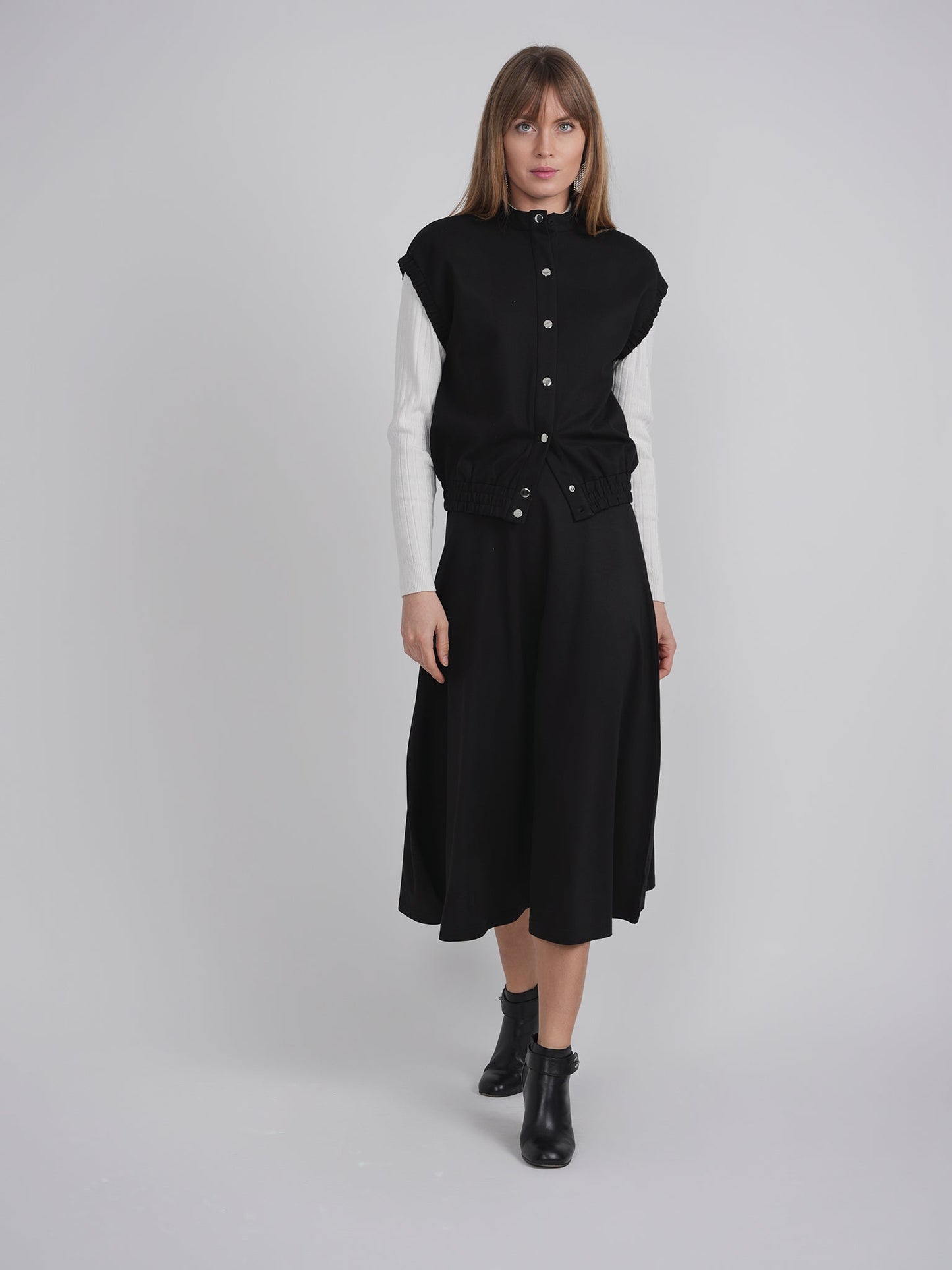 Ponte Knit Snap Down Vest