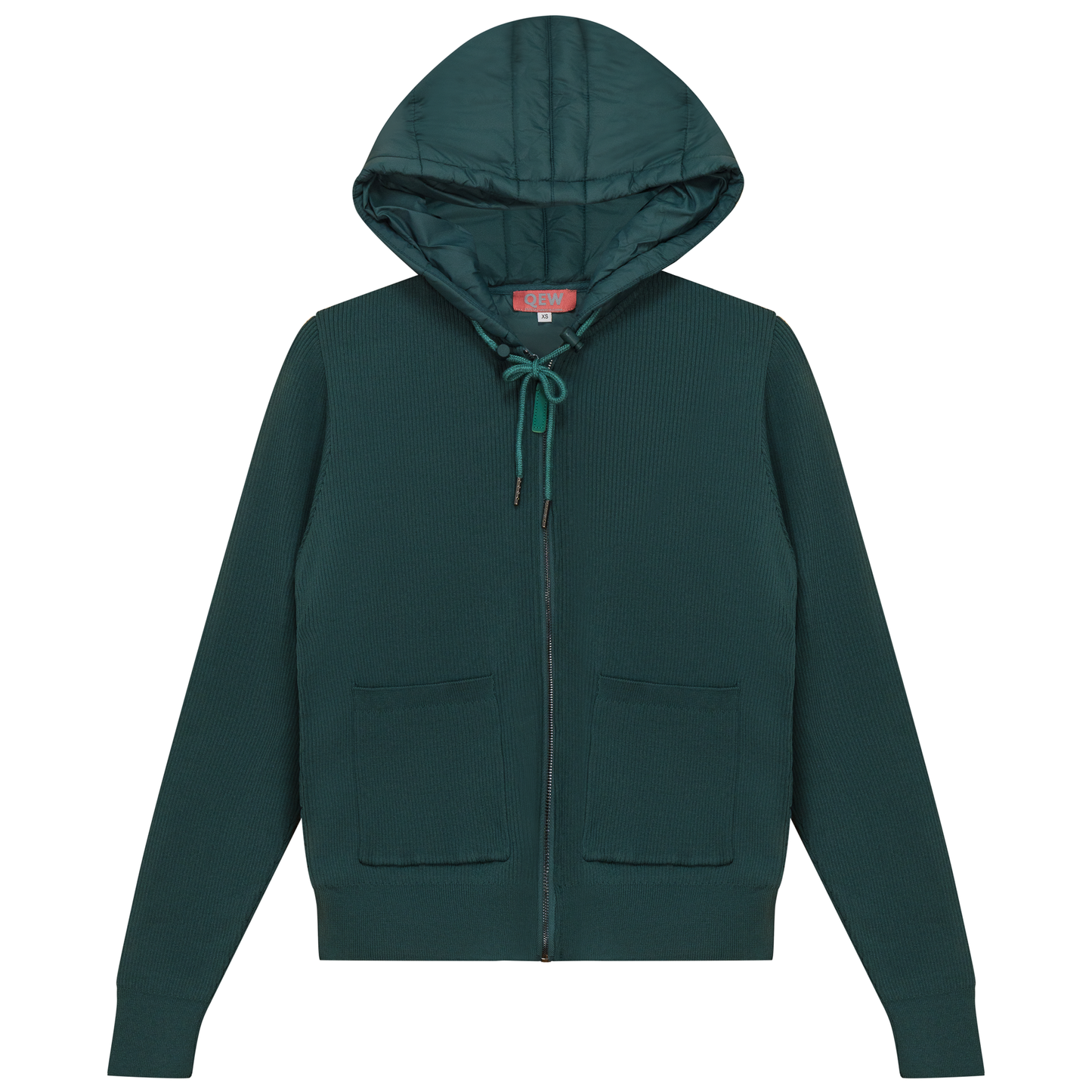 Knit Quilt Hooded Jacket Deep Teal