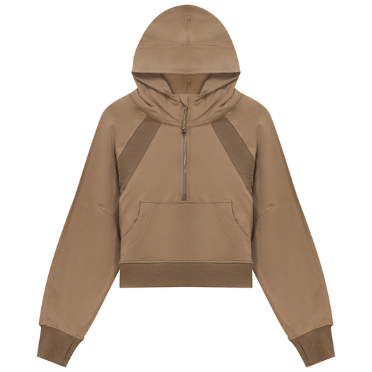 Cropped Zip Sweatshirt Oatmeal