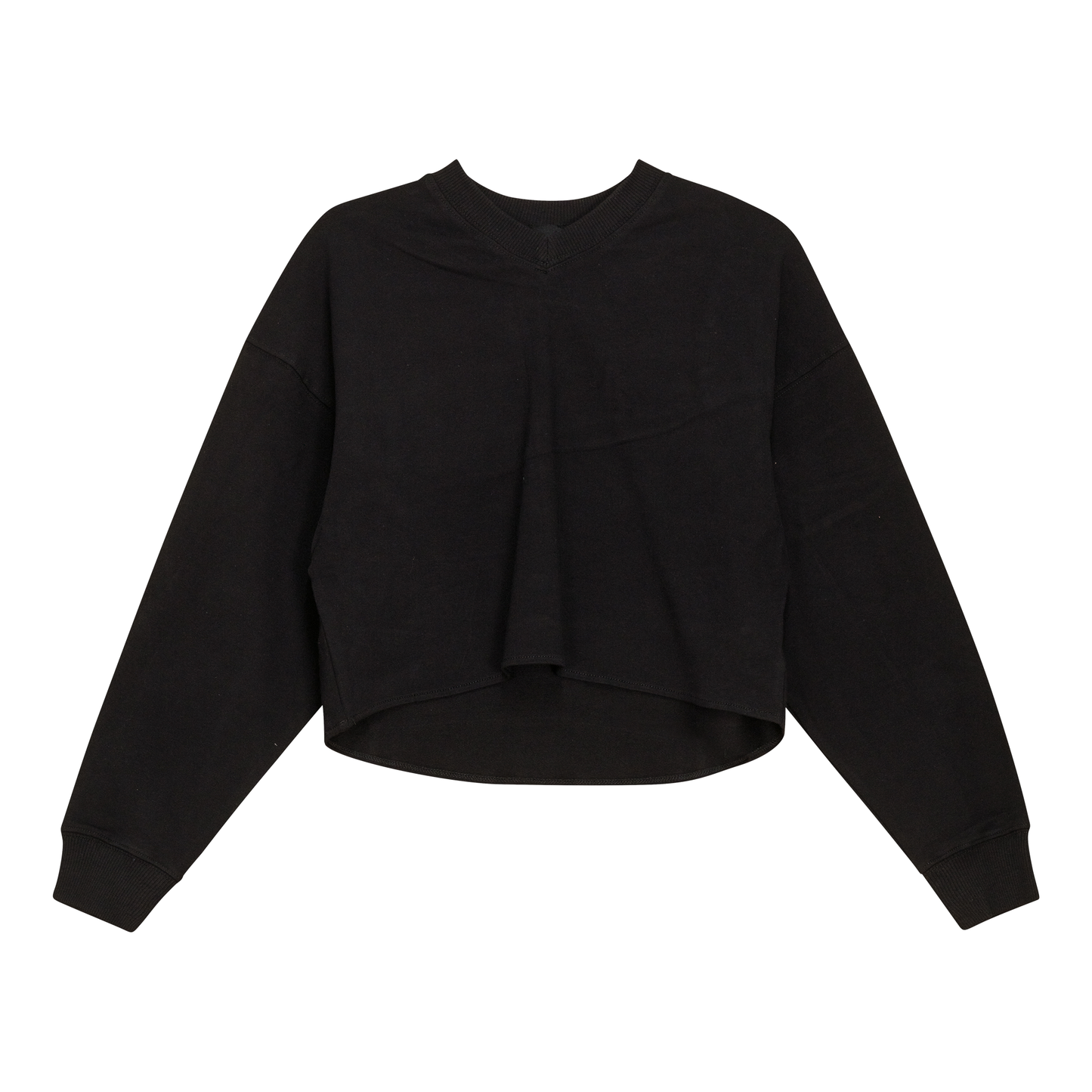 V Neck Cropped Sweatshirt Black