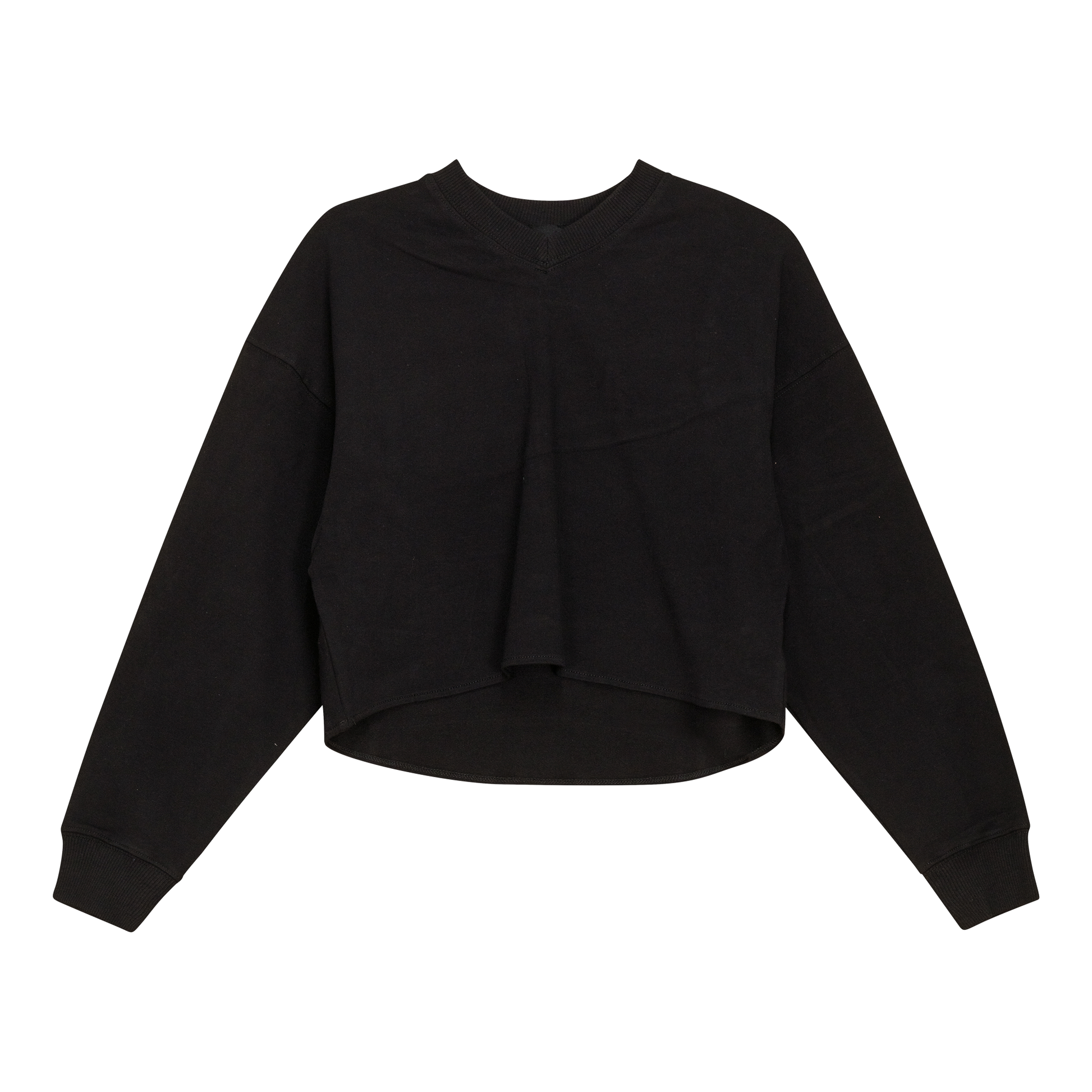 V Neck Cropped Sweatshirt Black