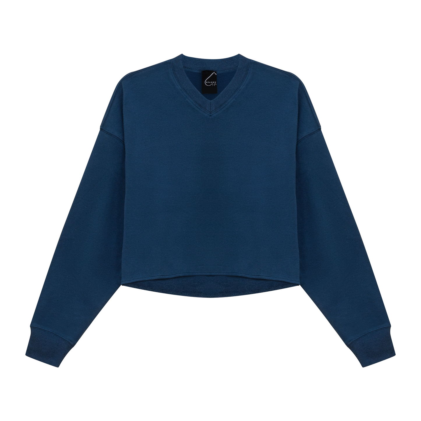 V Neck Cropped Sweatshirt Dark Denim