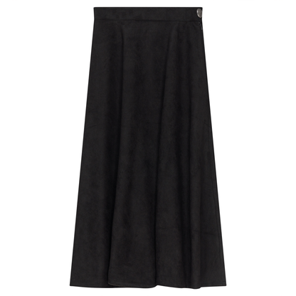 Midi A Line Suede Skirt Black
