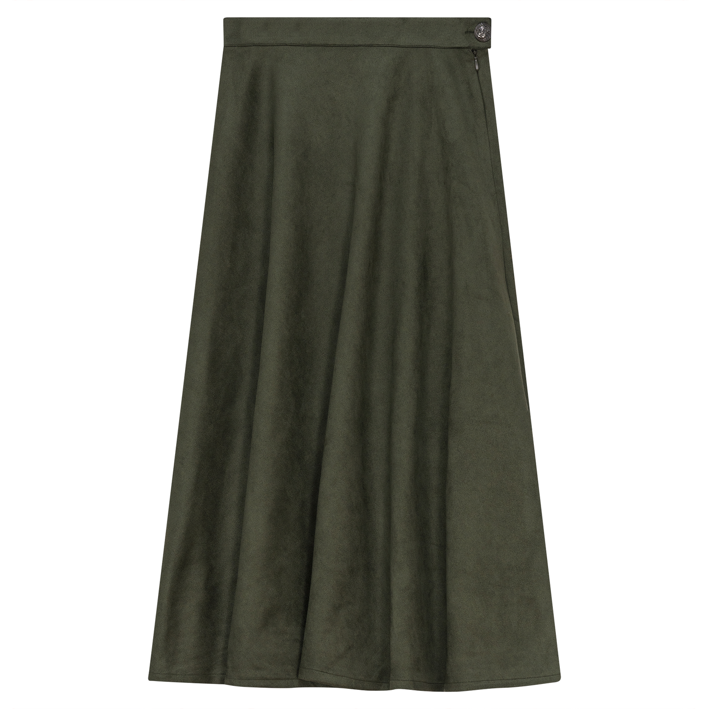 Midi A Line Suede Skirt Dark Olive