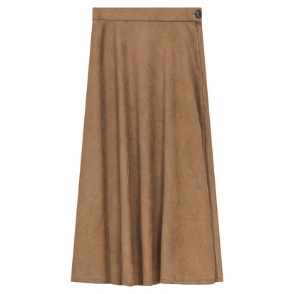 Midi A Line Suede Skirt Stone