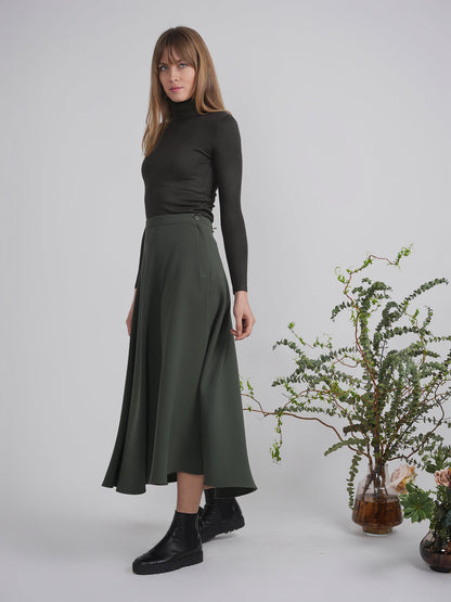 Midi A Line Suede Skirt