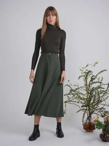 Midi A Line Suede Skirt
