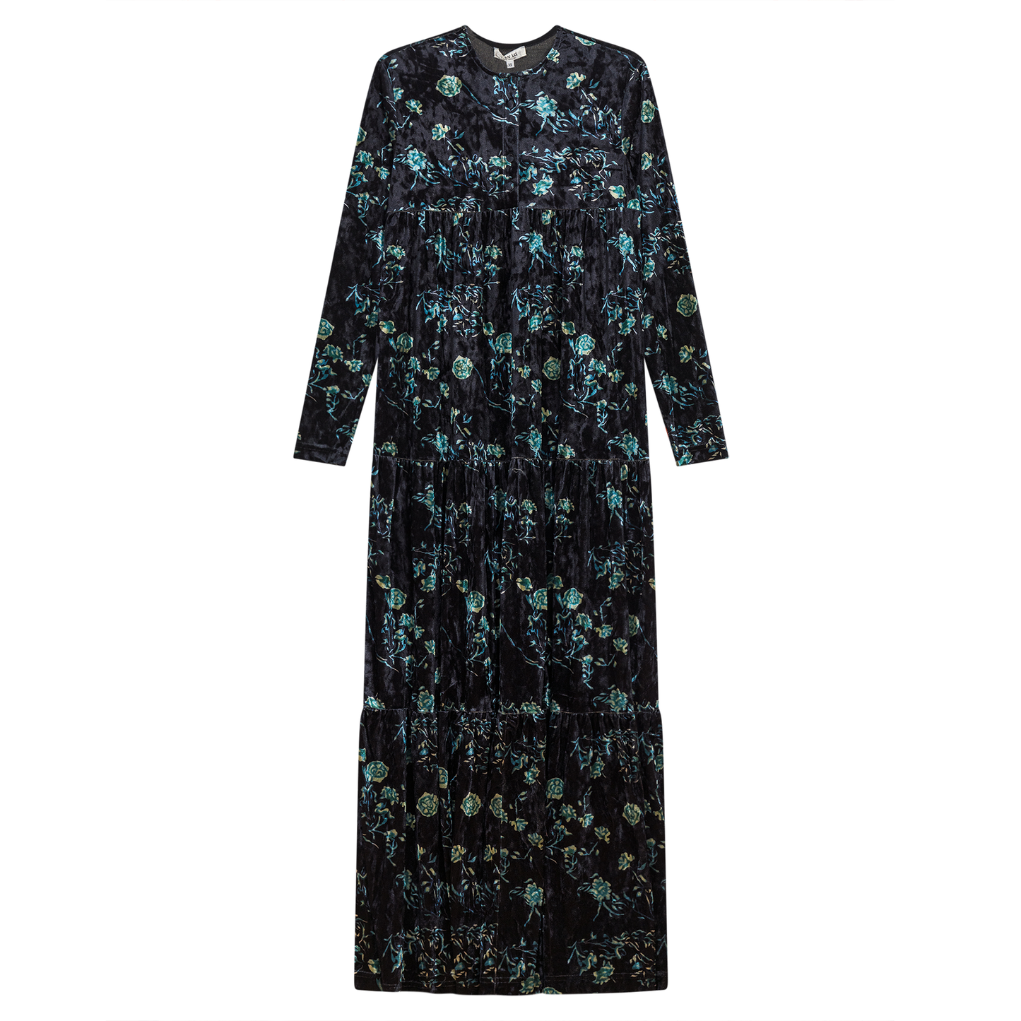 Printed Velour Maxi Dress Black
