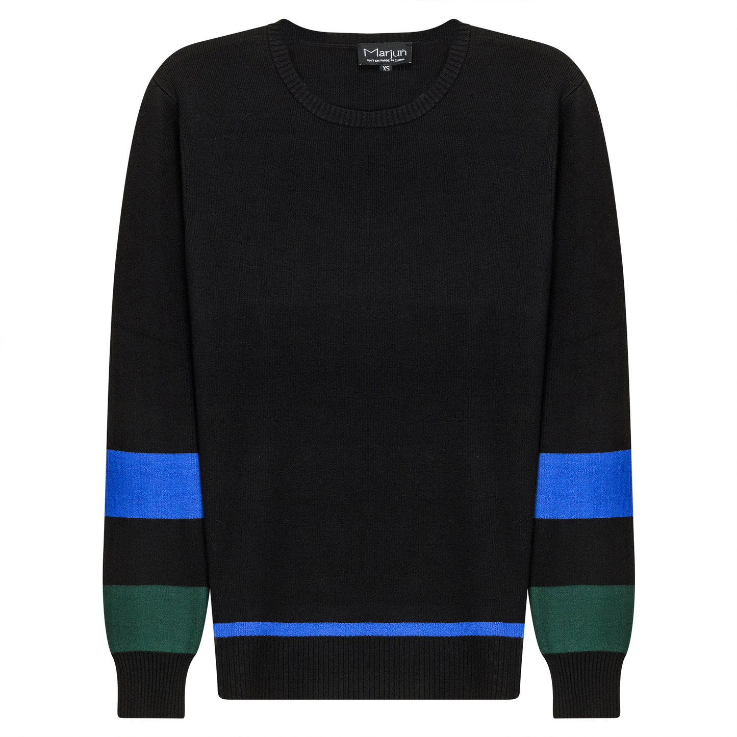 Zipper Side Color Contrast Knit Sweater Black Royal