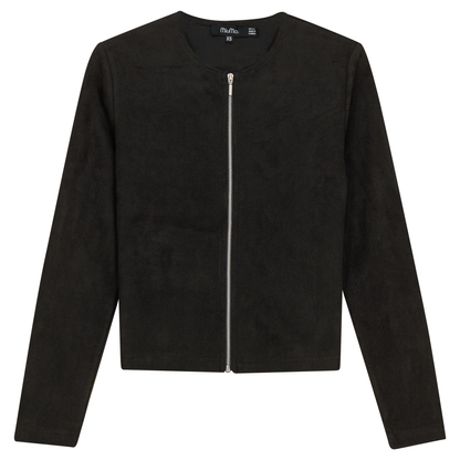 Suede Zip Jacket Black