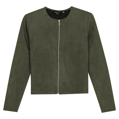 Suede Zip Jacket Dark Olive