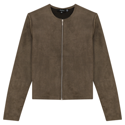 Suede Zip Jacket Mocha