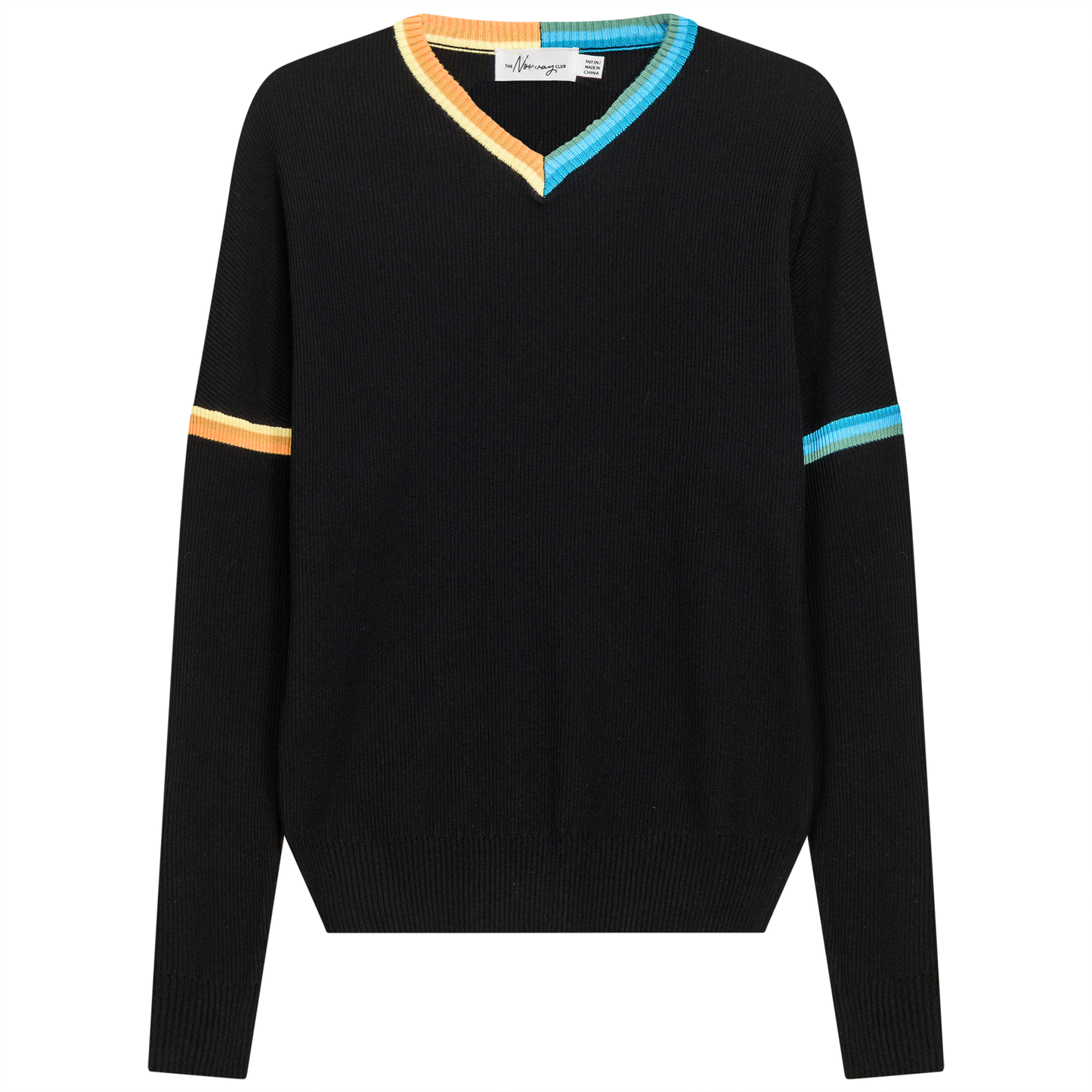 Drop Sleeve Ribbed Knit Sweater Black