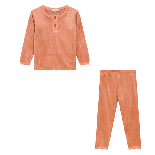 Ribbed Velour 2Pc Set Papaya