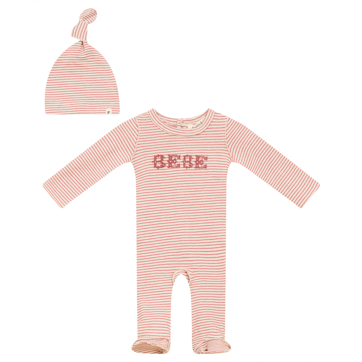 Stripe Stretch Knit Onesie with Hat Pepper