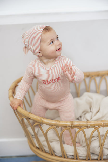 Stripe Stretch Knit Onesie with Hat