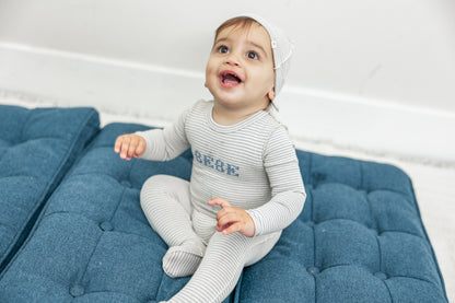 Stripe Stretch Knit Onesie with Hat